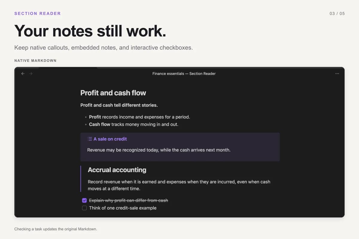Section Reader screenshot