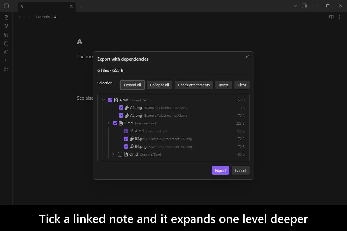 Advanced Markdown Export screenshot