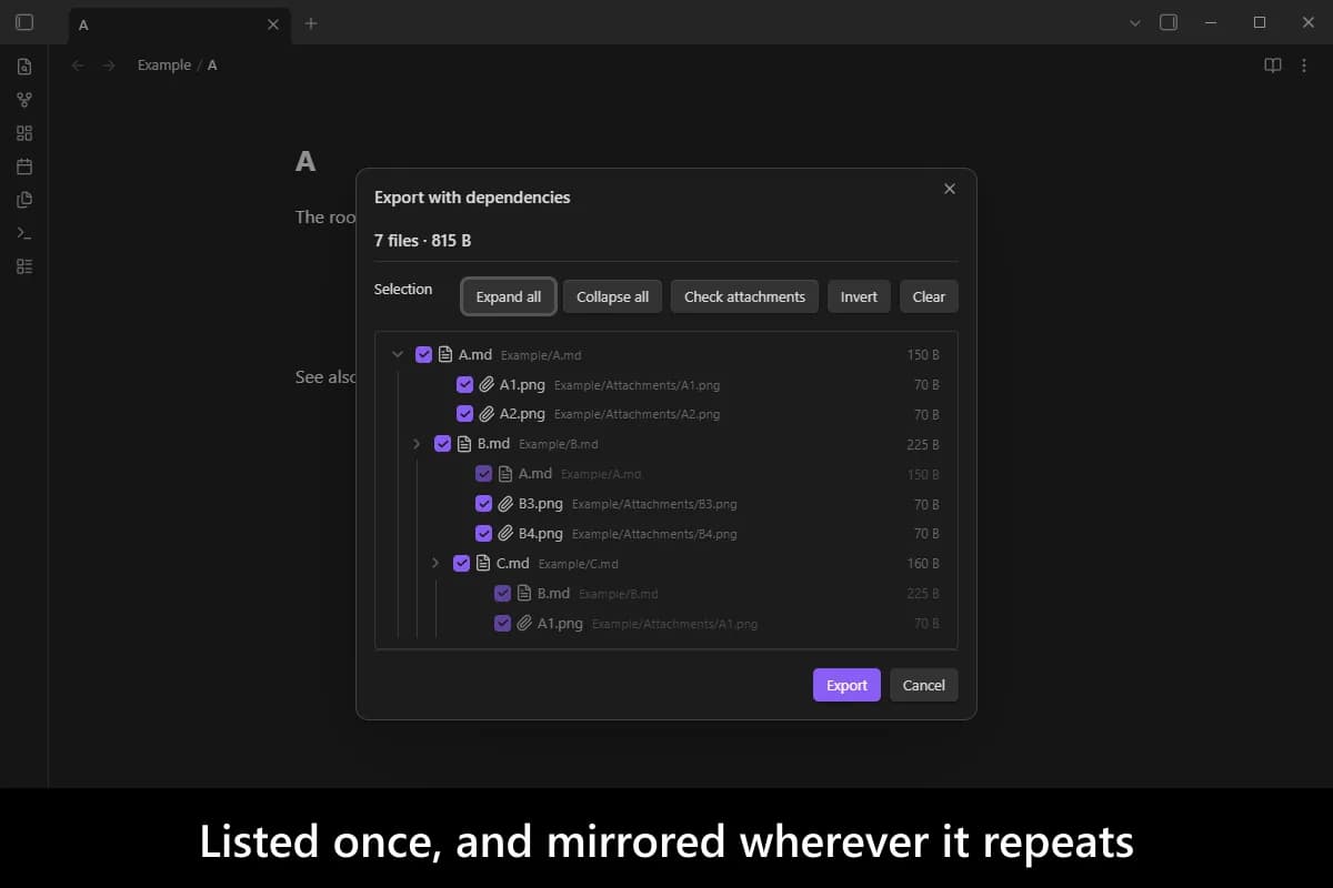 Advanced Markdown Export screenshot