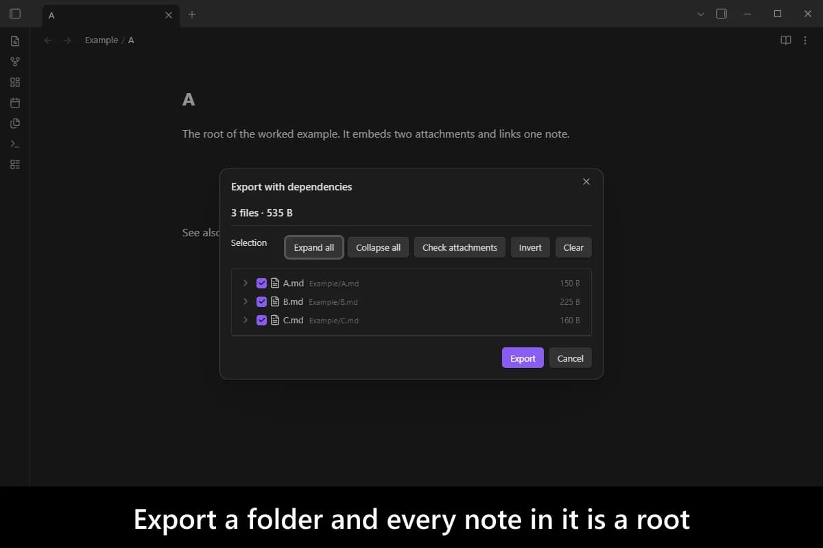 Advanced Markdown Export screenshot