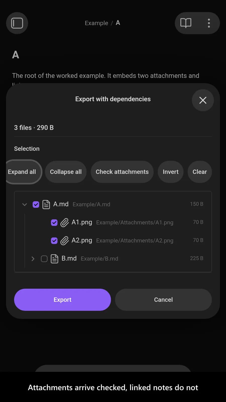 Advanced Markdown Export screenshot