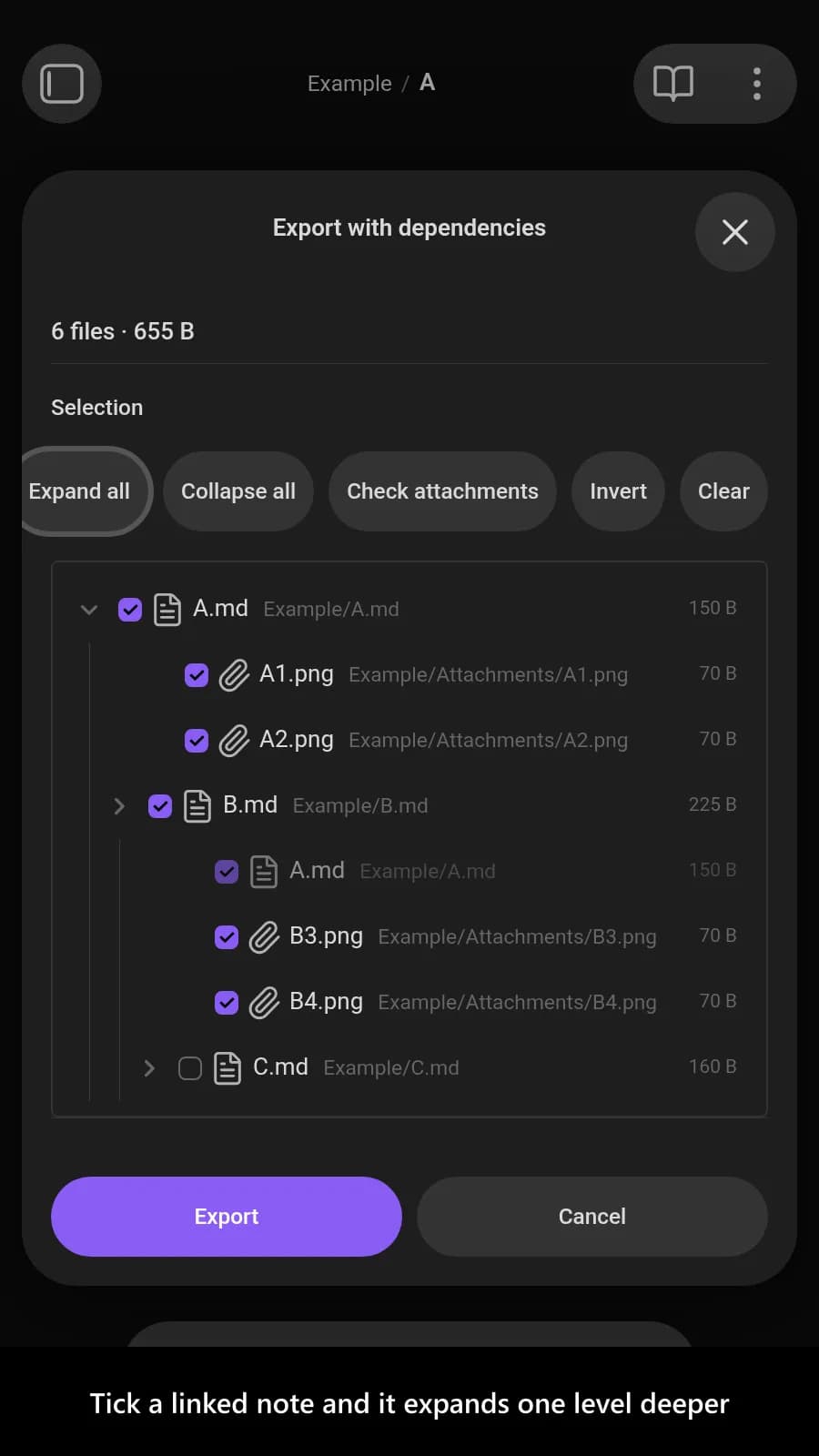Advanced Markdown Export screenshot