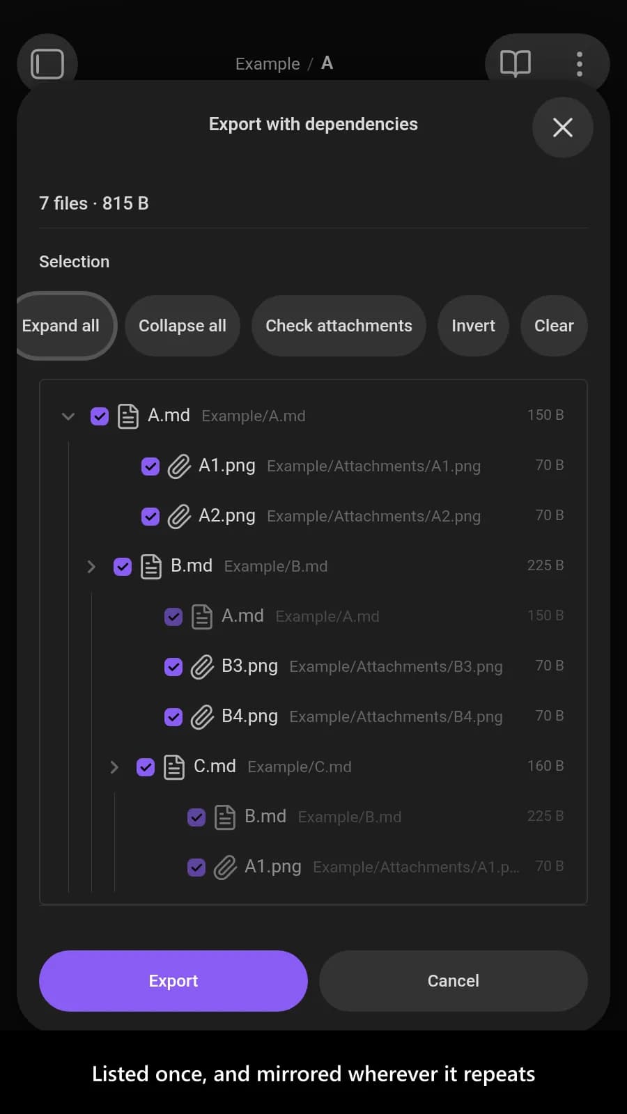 Advanced Markdown Export screenshot
