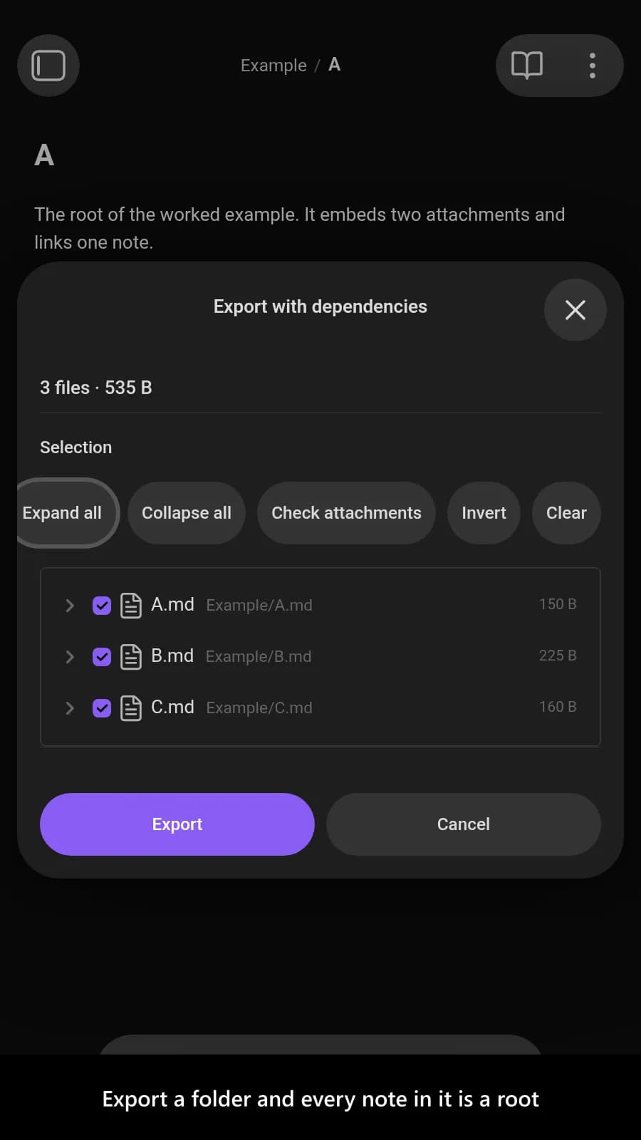Advanced Markdown Export screenshot