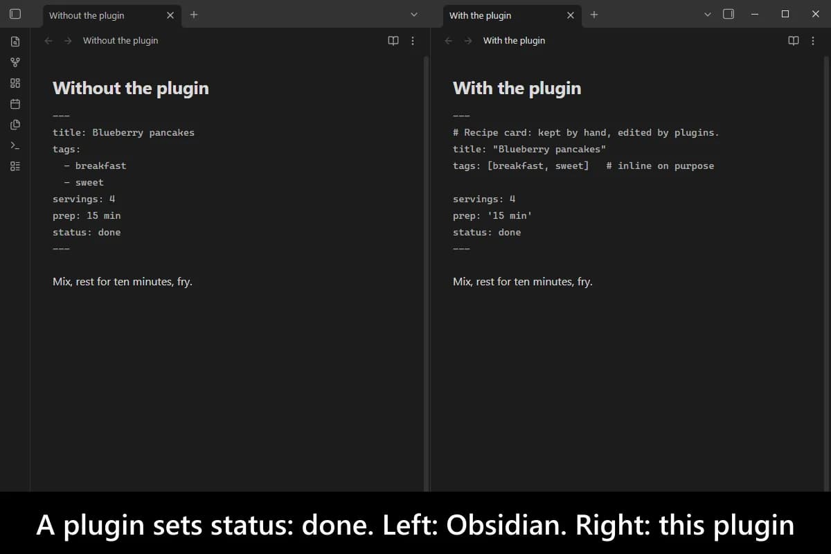 Preserve Frontmatter Formatting screenshot