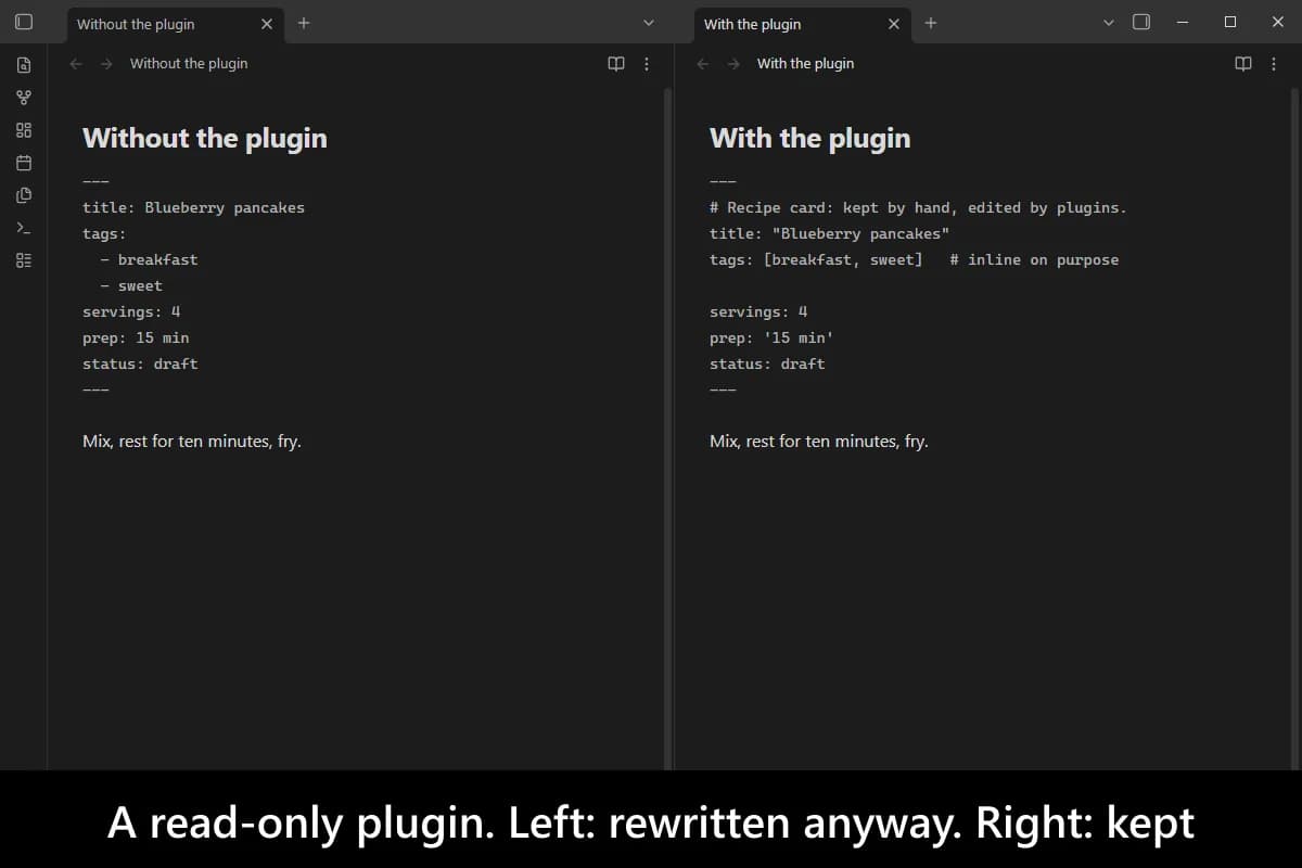 Preserve Frontmatter Formatting screenshot