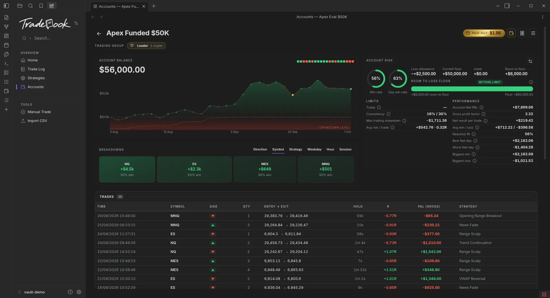 Tradebook screenshot