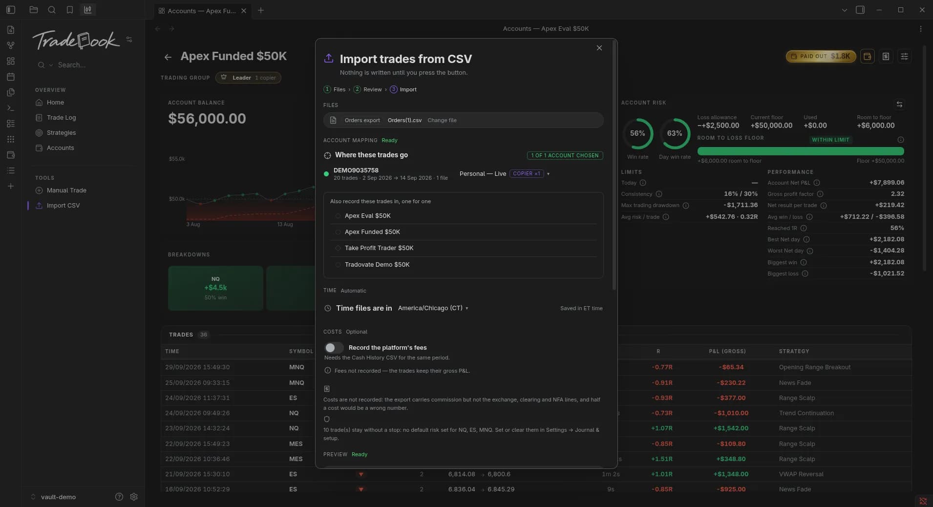 Tradebook screenshot