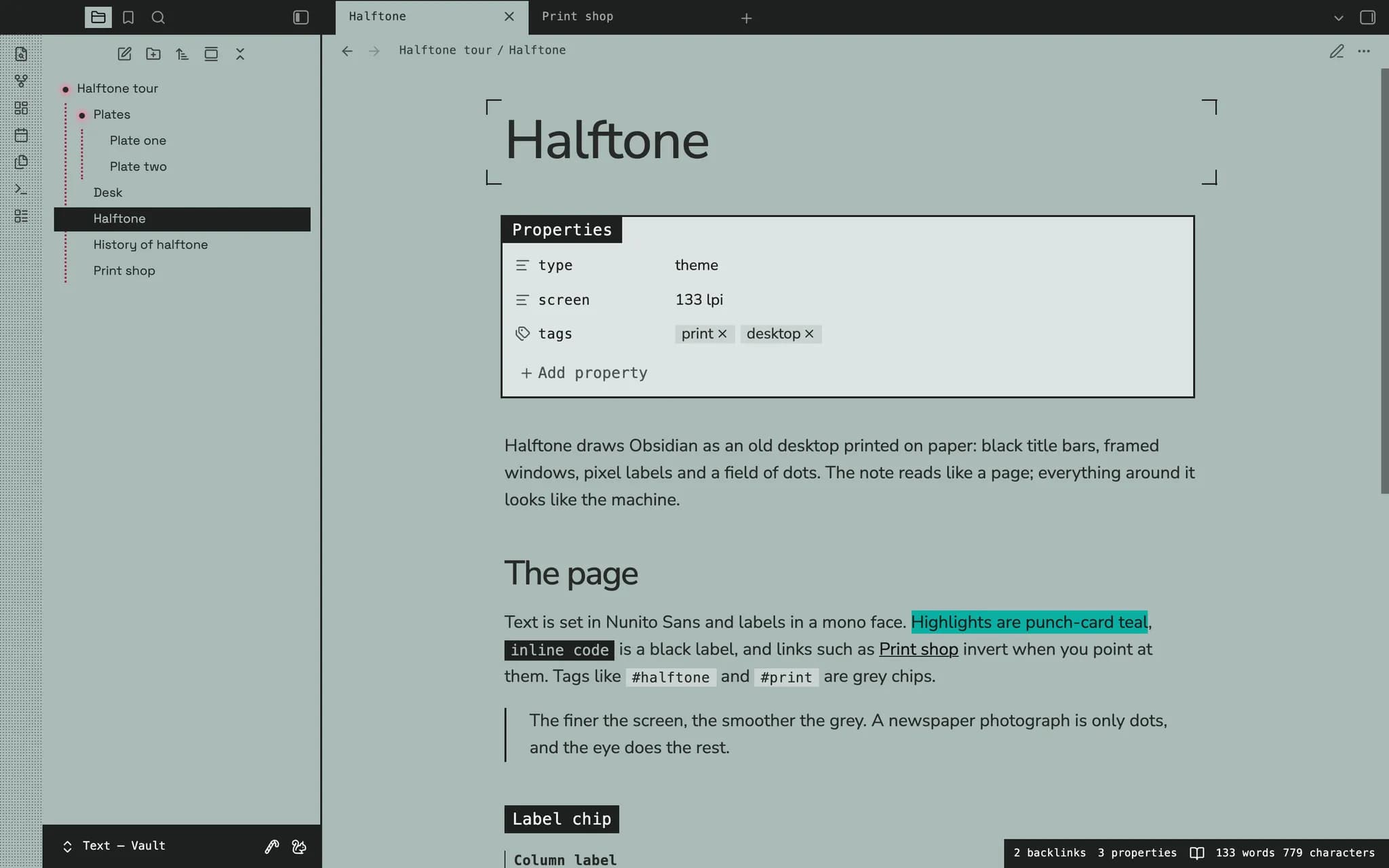 Halftone - Obsidian Theme