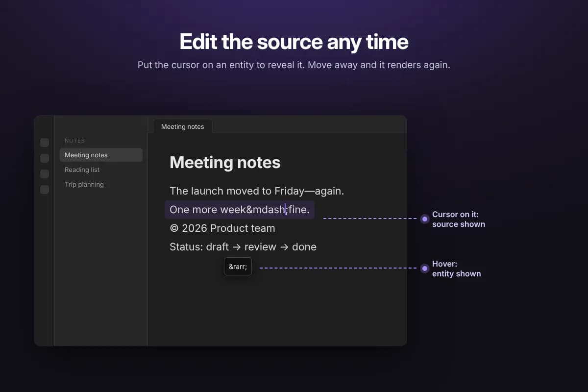 HTML Entity Renderer screenshot