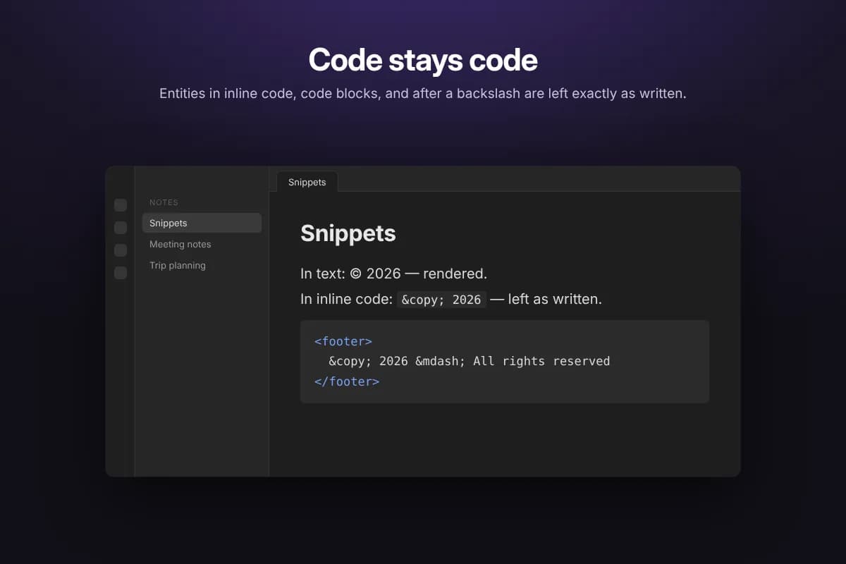 HTML Entity Renderer screenshot