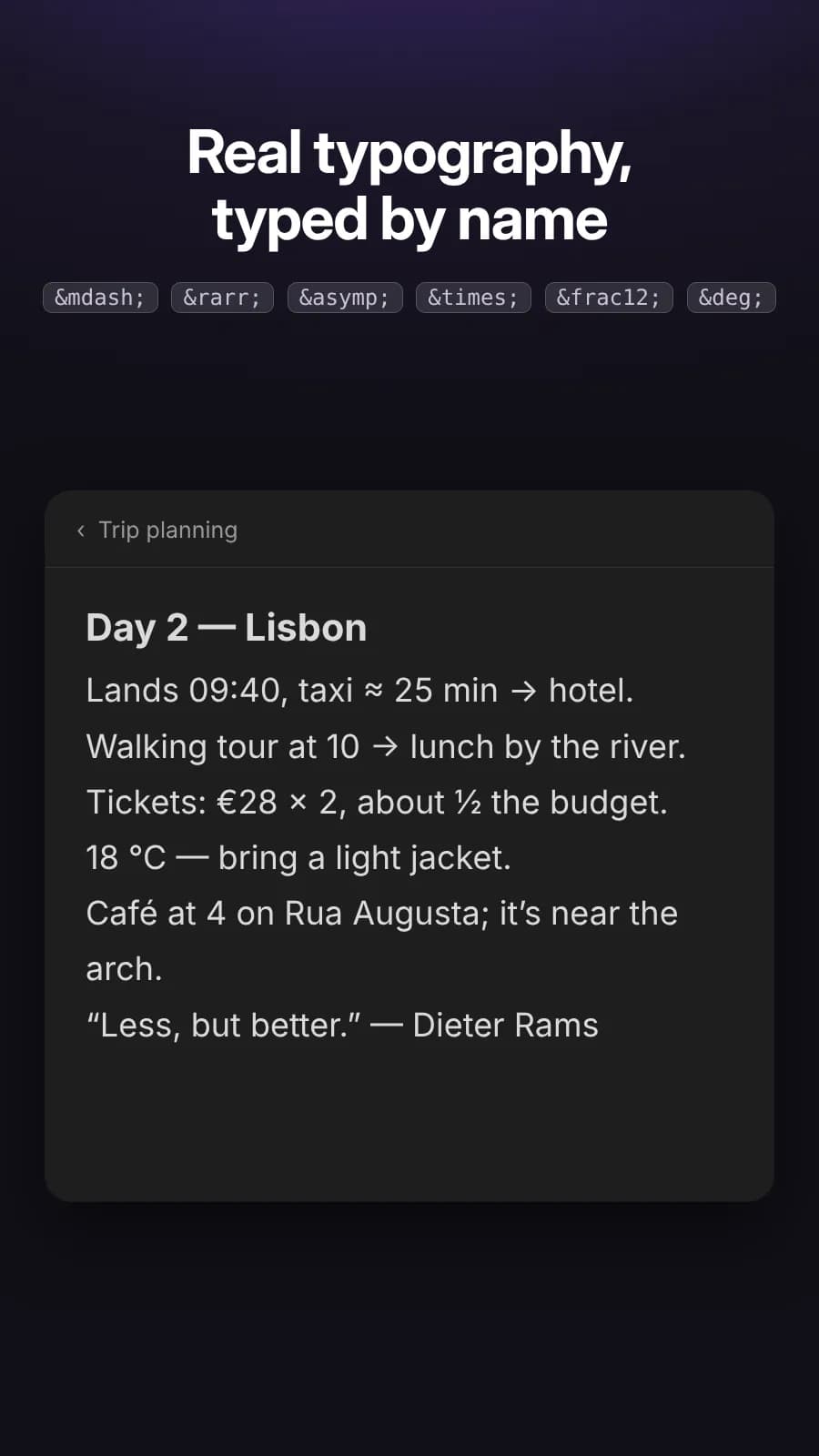 HTML Entity Renderer screenshot