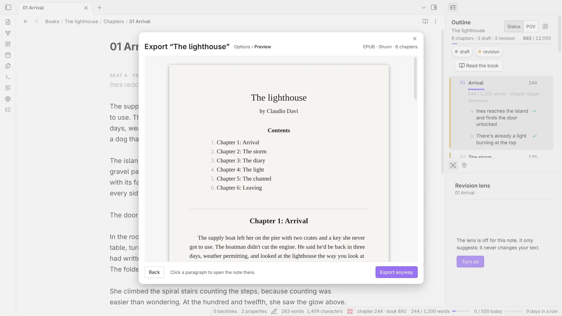 Escrita screenshot
