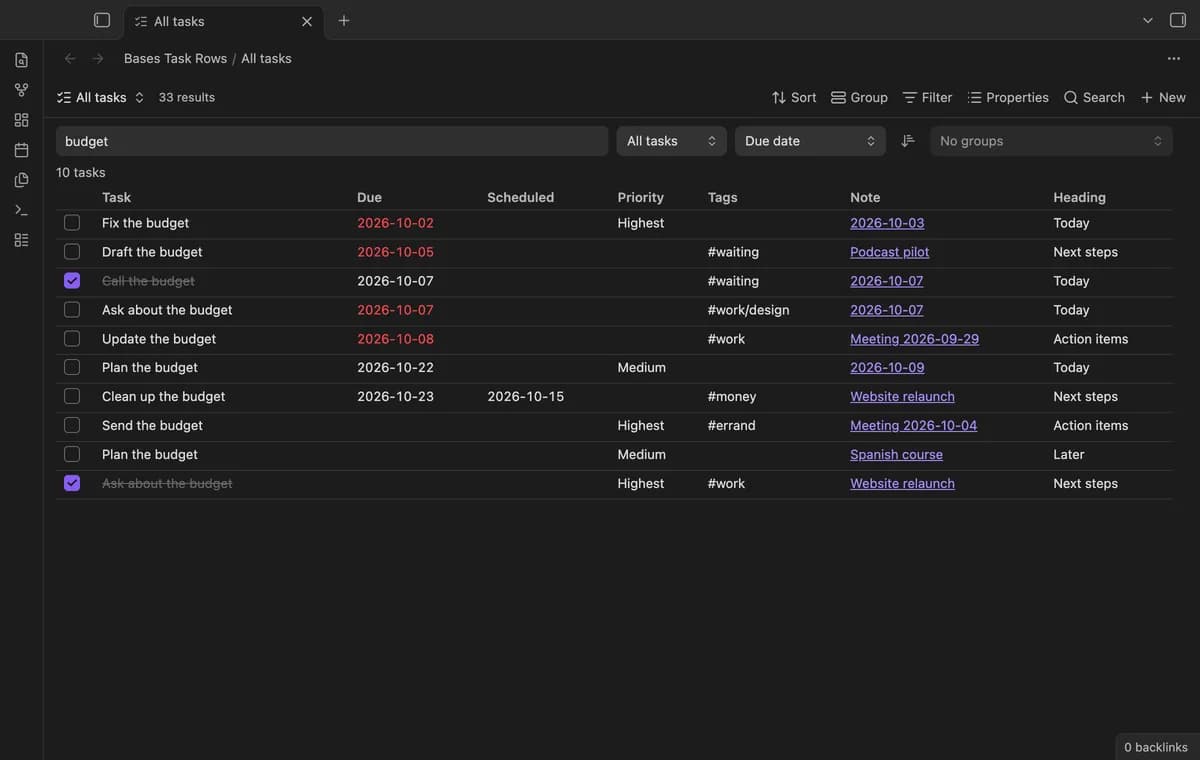 Bases Task Rows screenshot