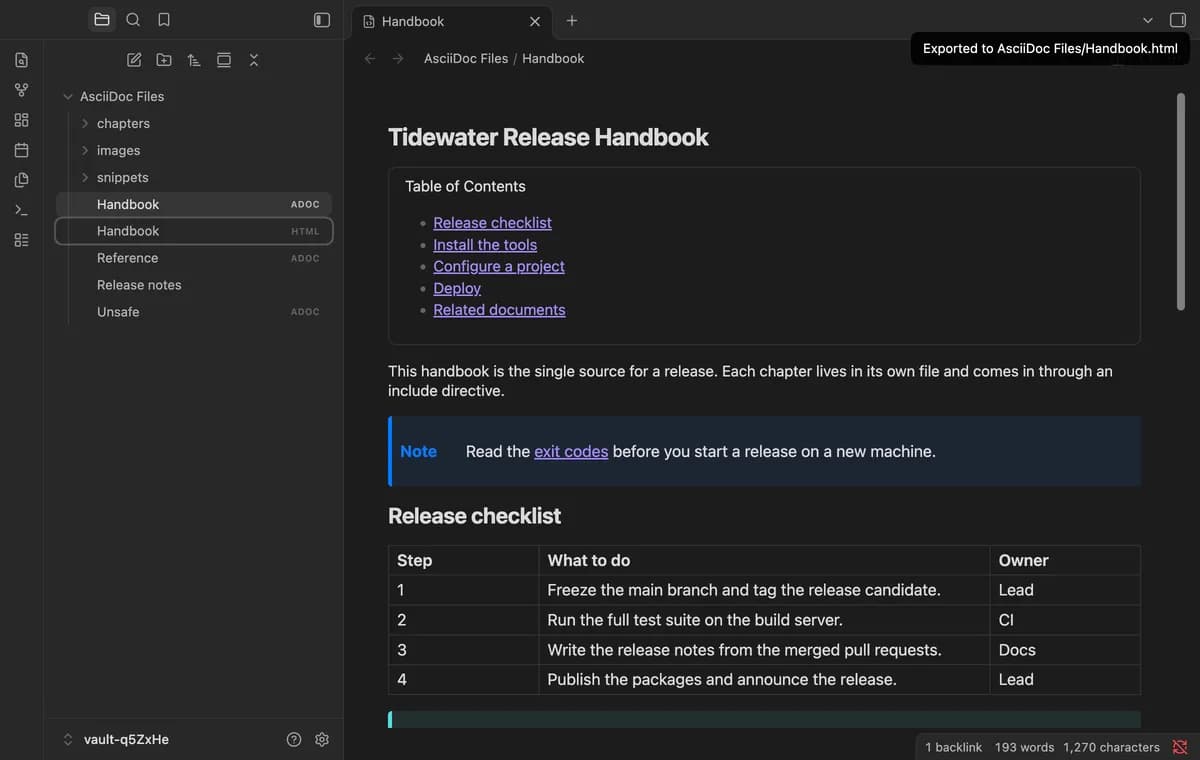 AsciiDoc Files screenshot