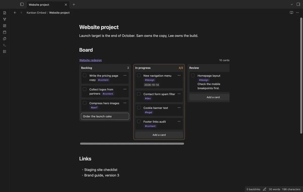 Kanban Embed screenshot