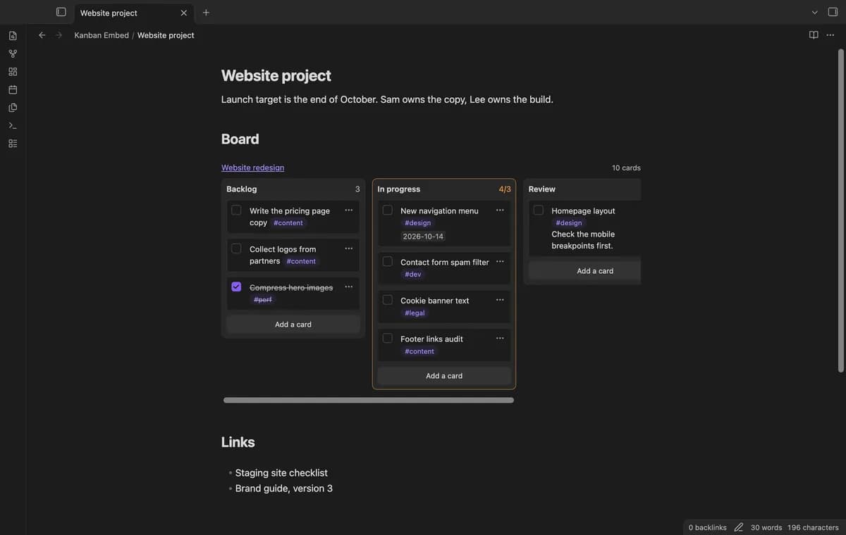 Kanban Embed screenshot