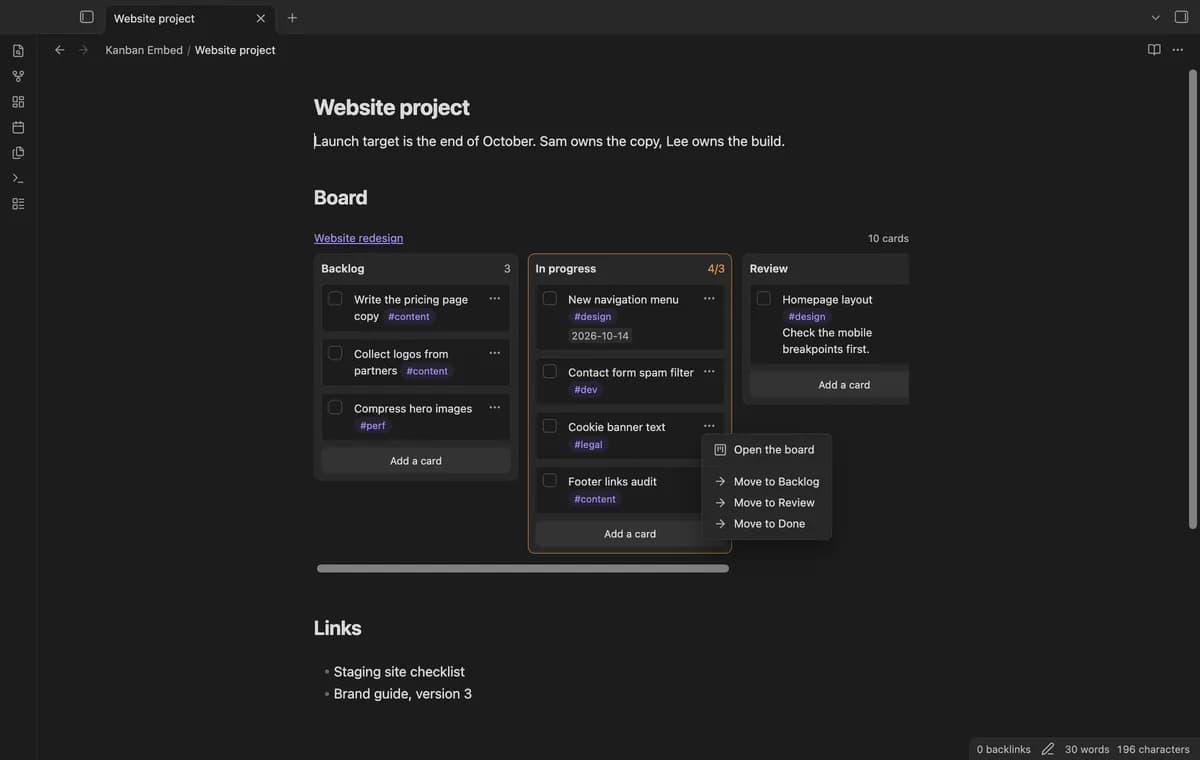 Kanban Embed screenshot