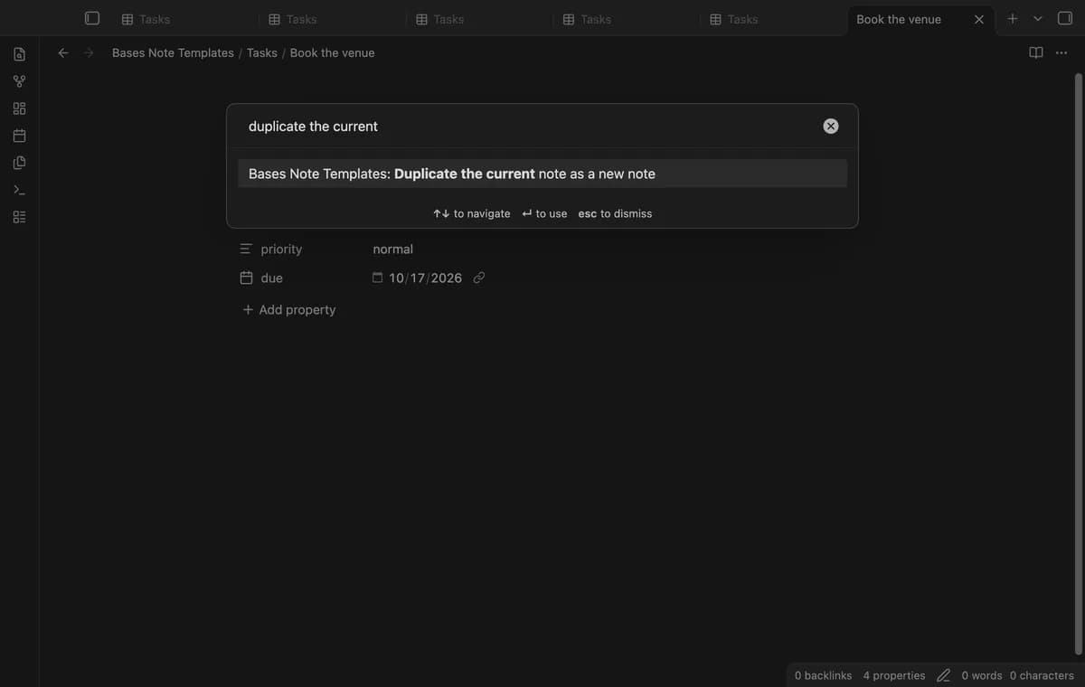 Bases Note Templates screenshot
