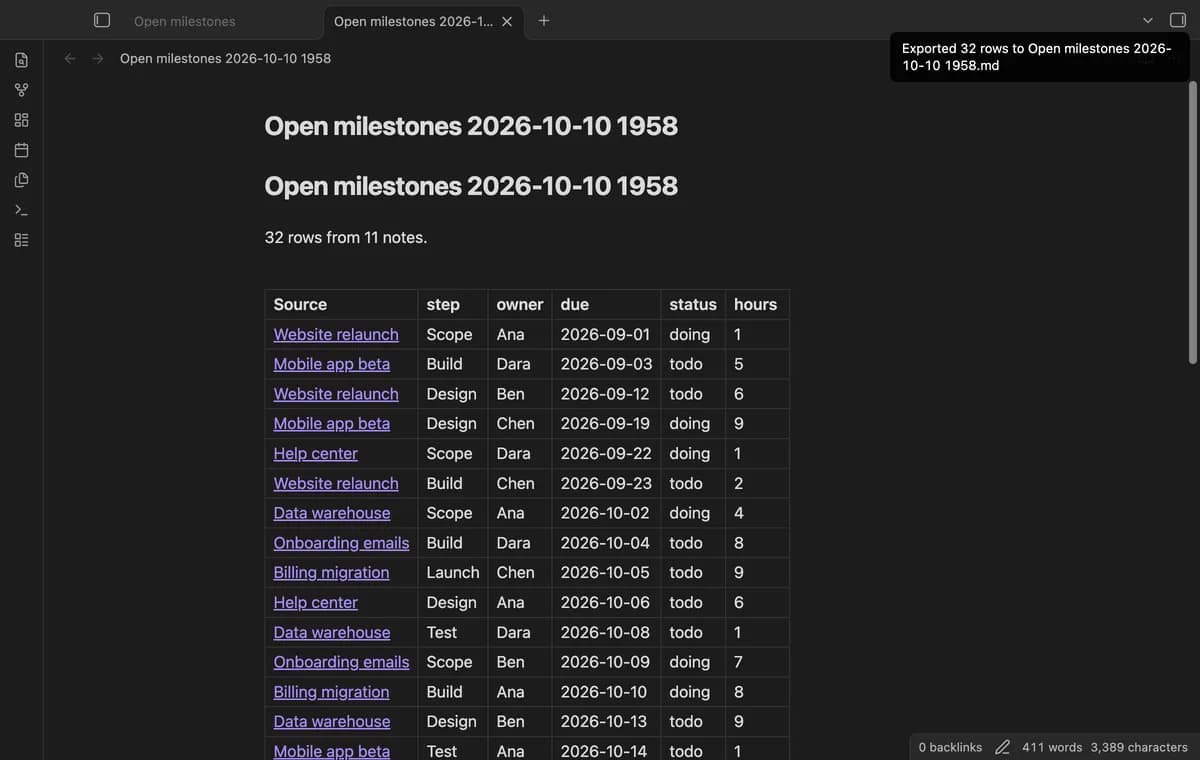 Flatten Table screenshot