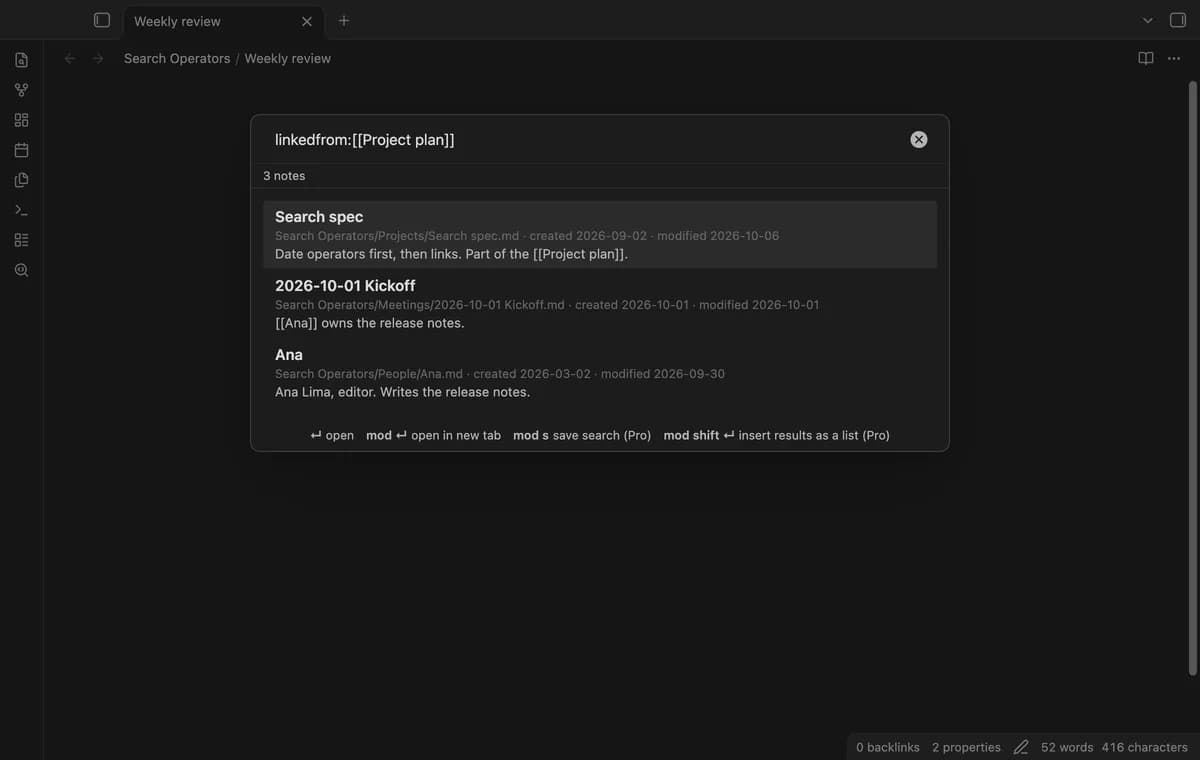 Search Operators screenshot
