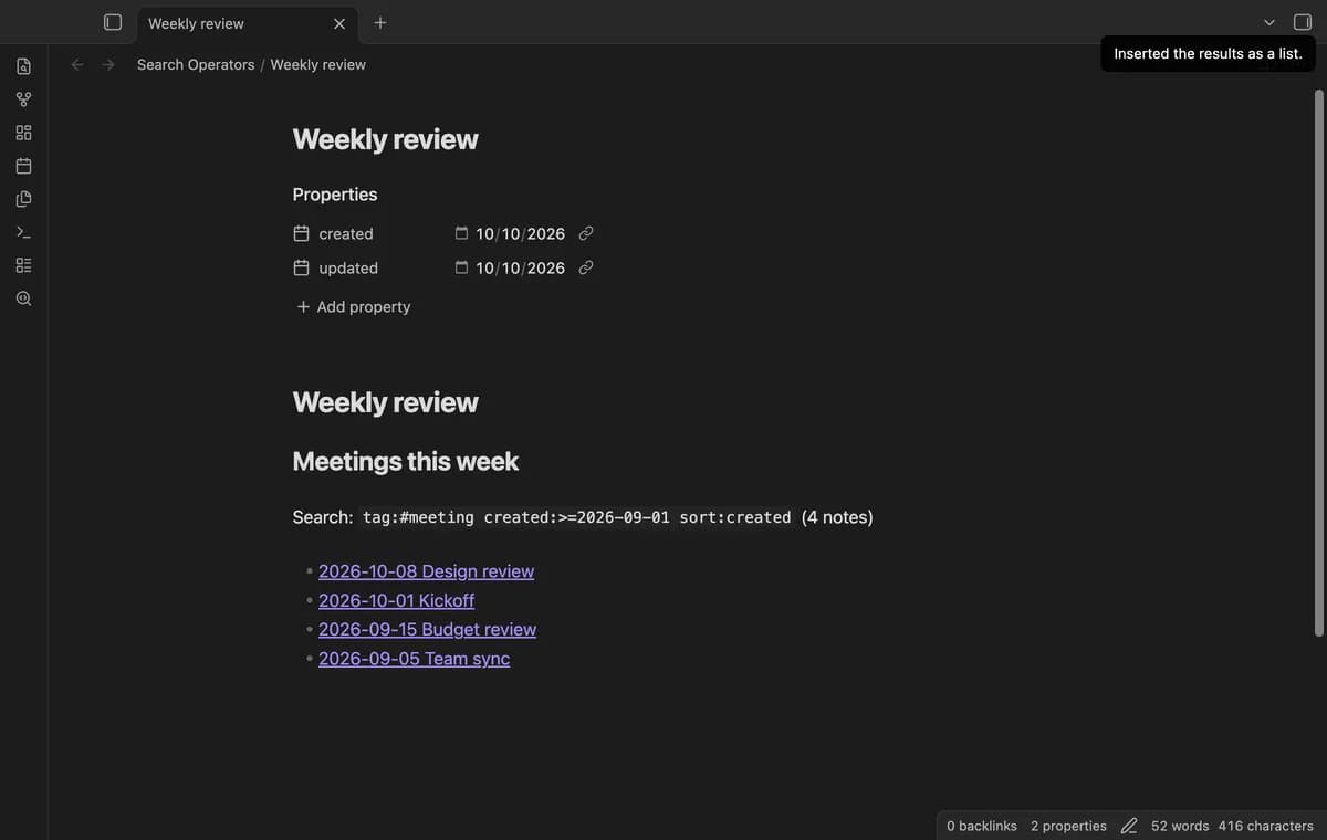 Search Operators screenshot