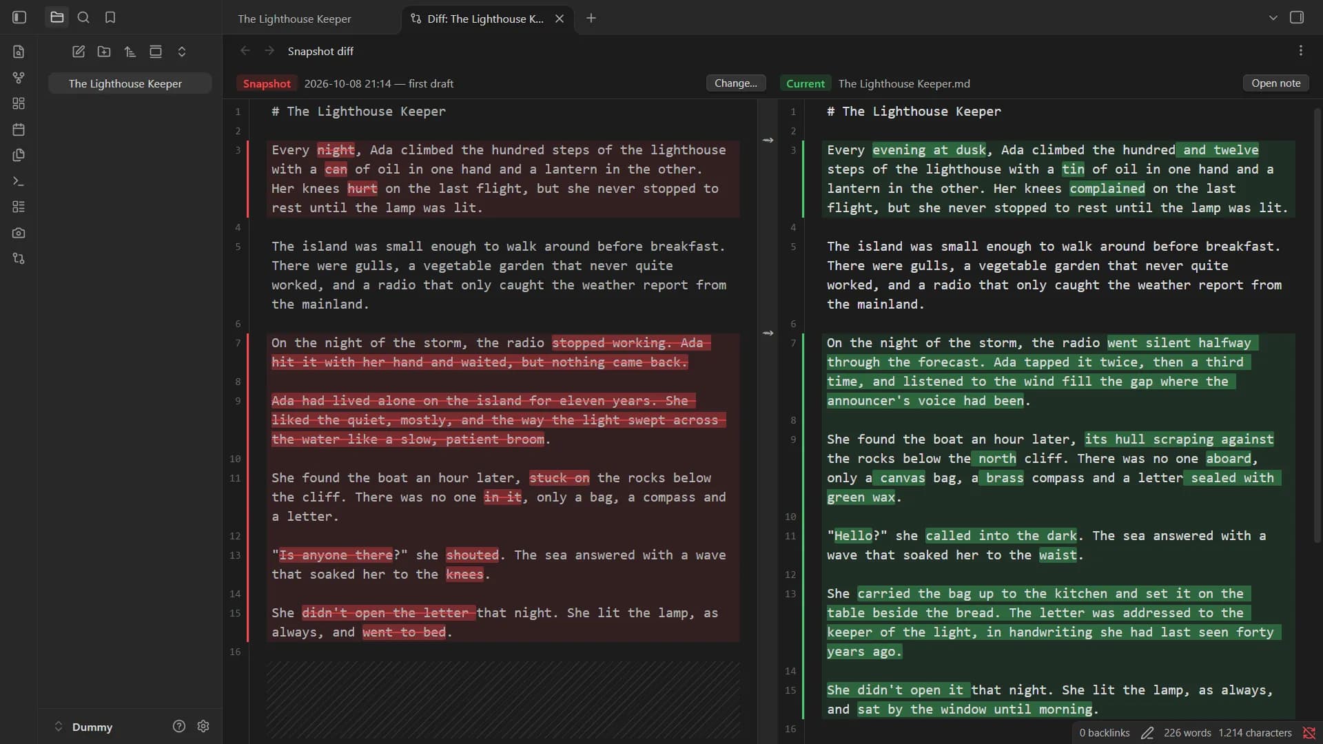 Snapshot Diff screenshot