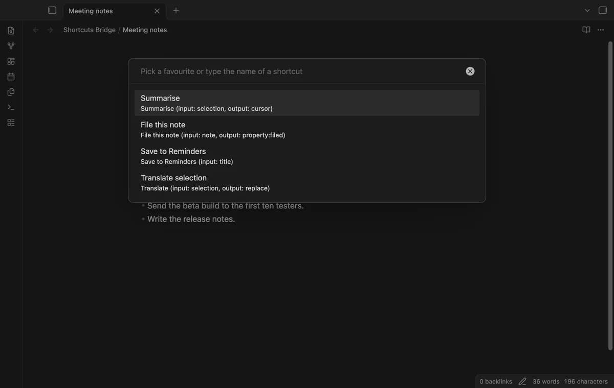 Shortcuts Bridge screenshot
