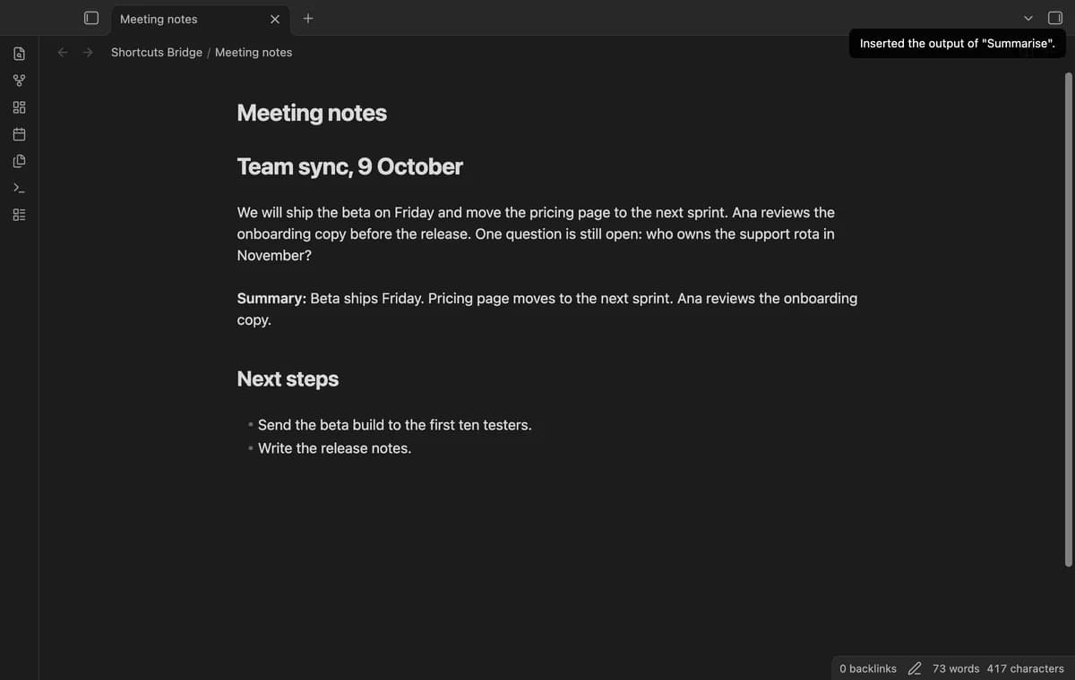 Shortcuts Bridge screenshot