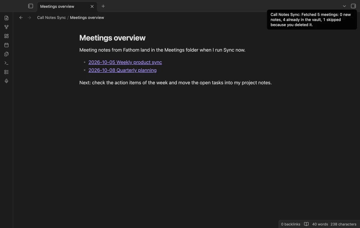 Call Notes Sync screenshot