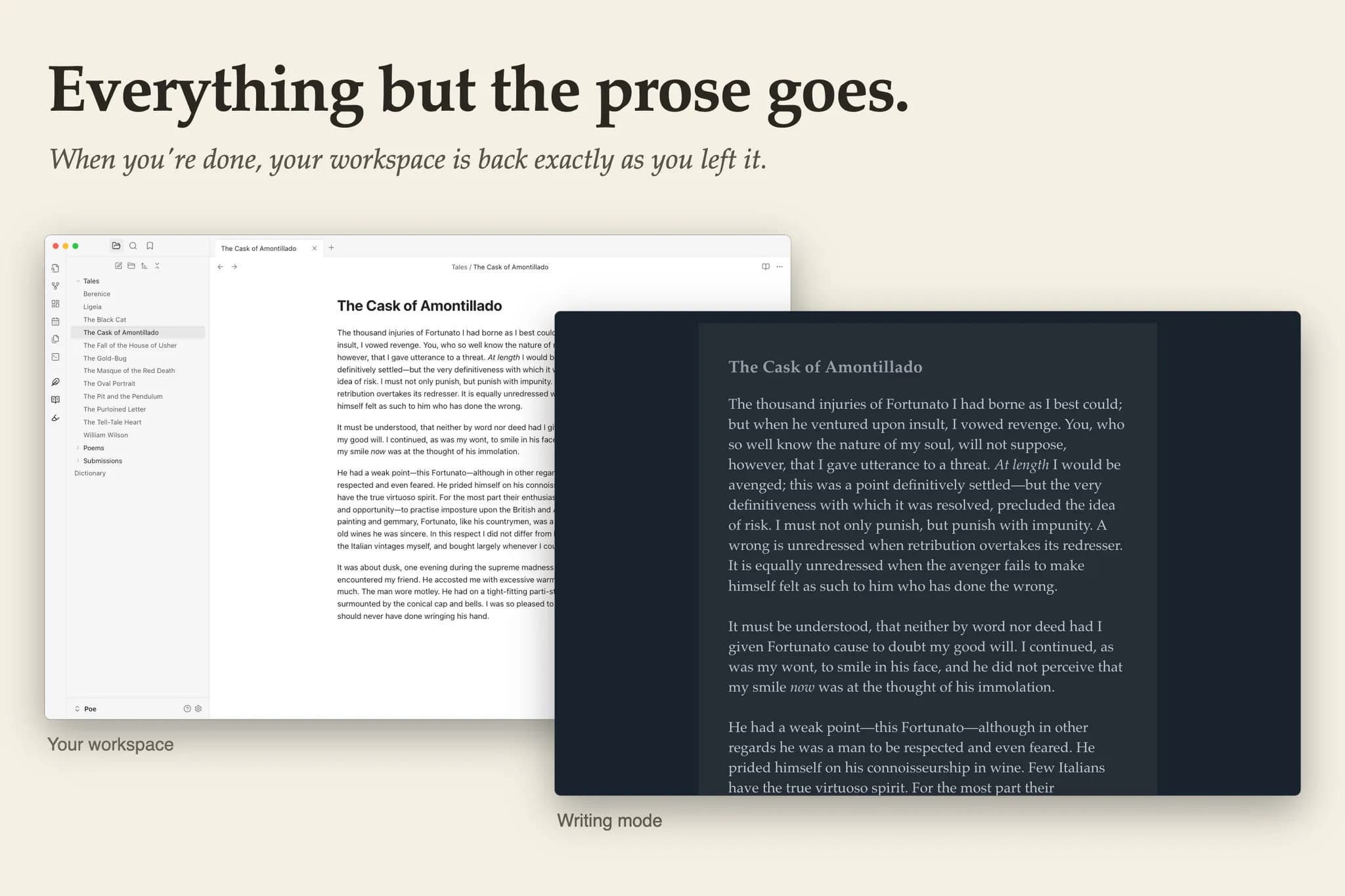 Writing Mode screenshot