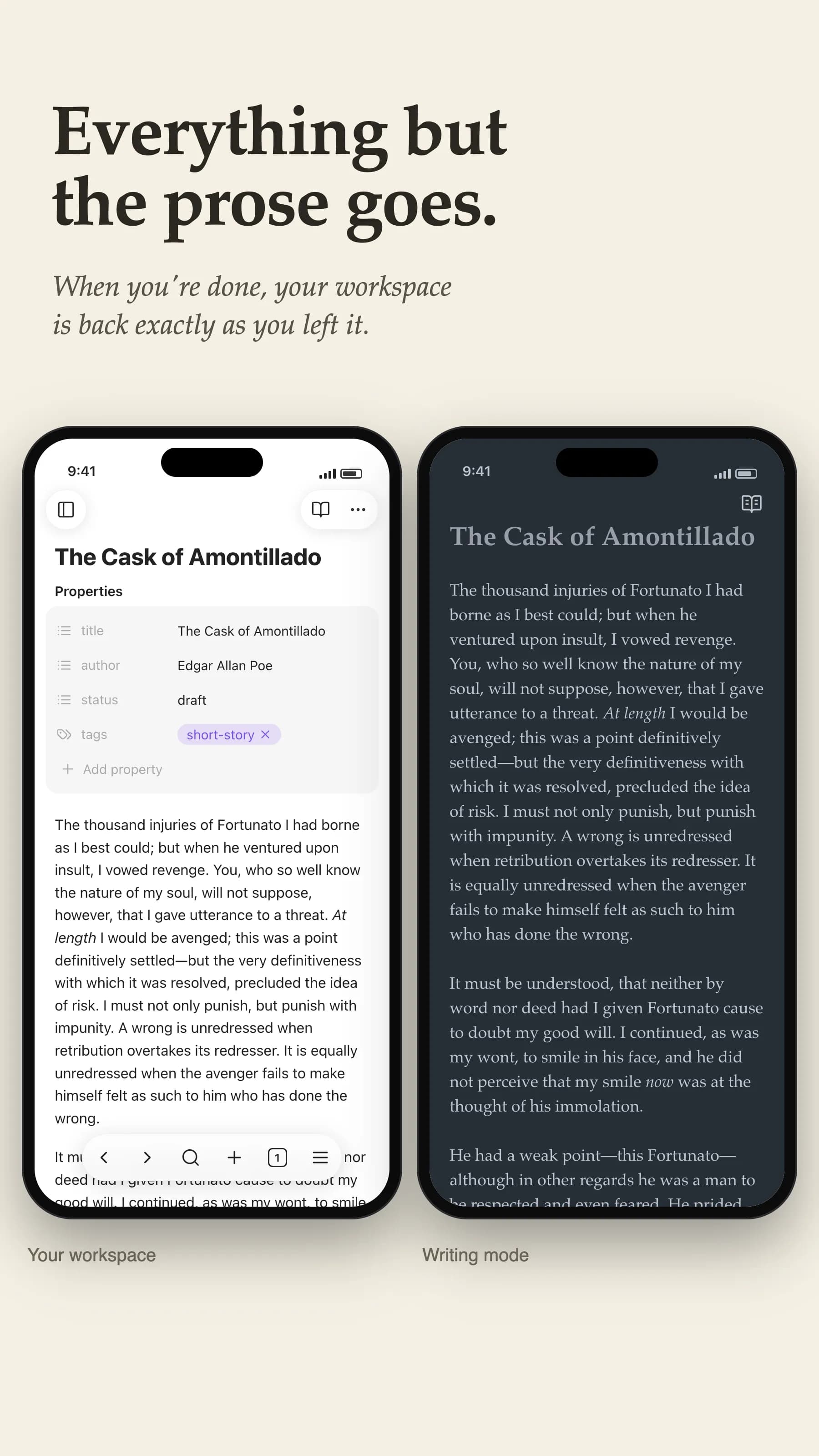 Writing Mode screenshot