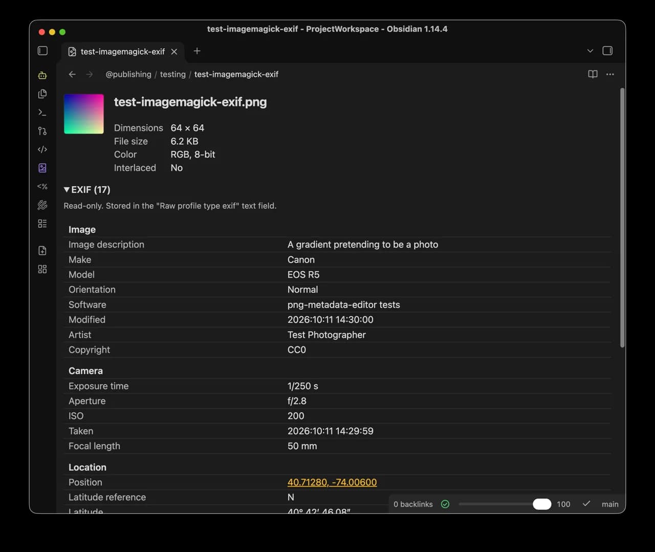 PNG Metadata Editor screenshot