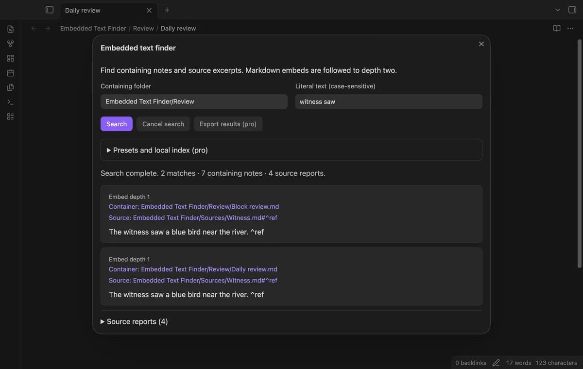 Embedded Text Finder screenshot