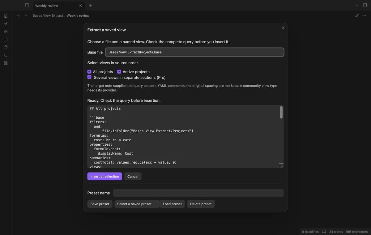 Bases View Extract screenshot