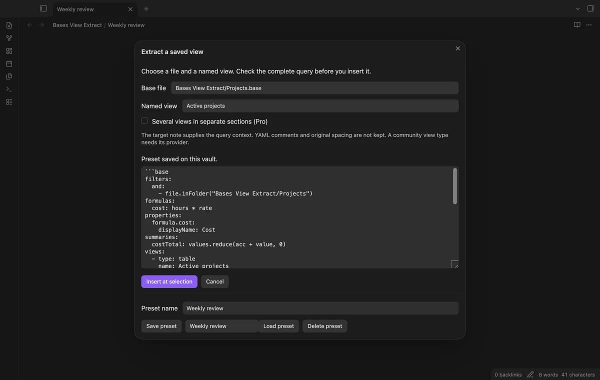 Bases View Extract screenshot