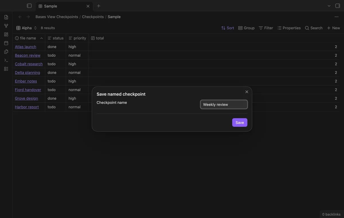 Bases View Checkpoints screenshot