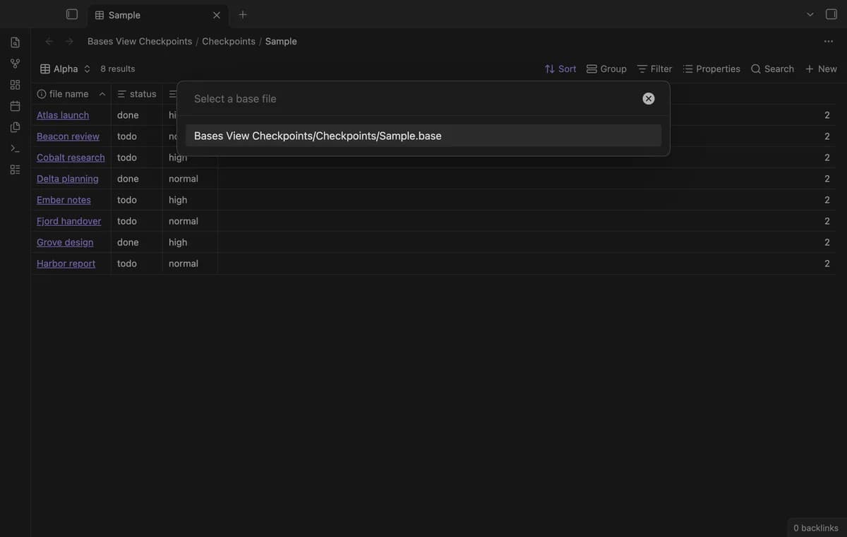 Bases View Checkpoints screenshot