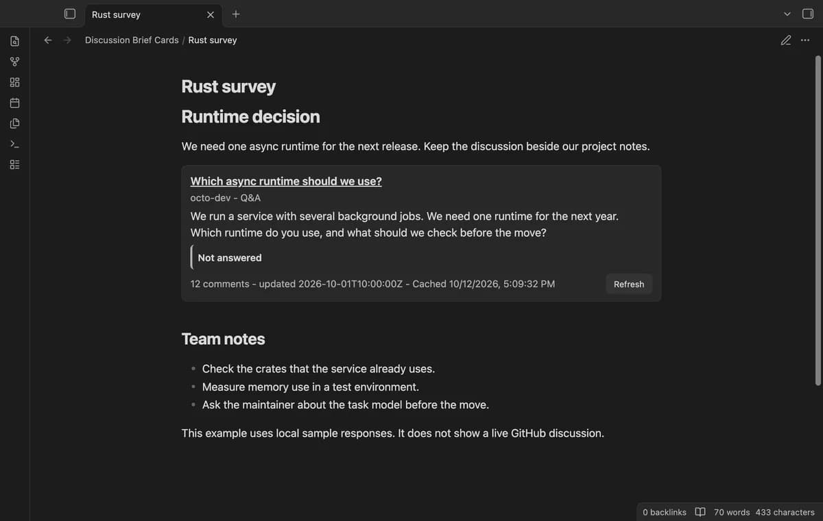 Discussion Brief Cards screenshot