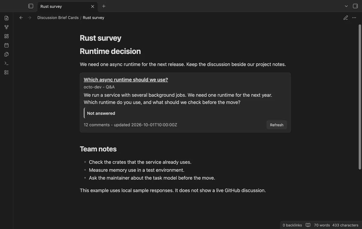 Discussion Brief Cards screenshot