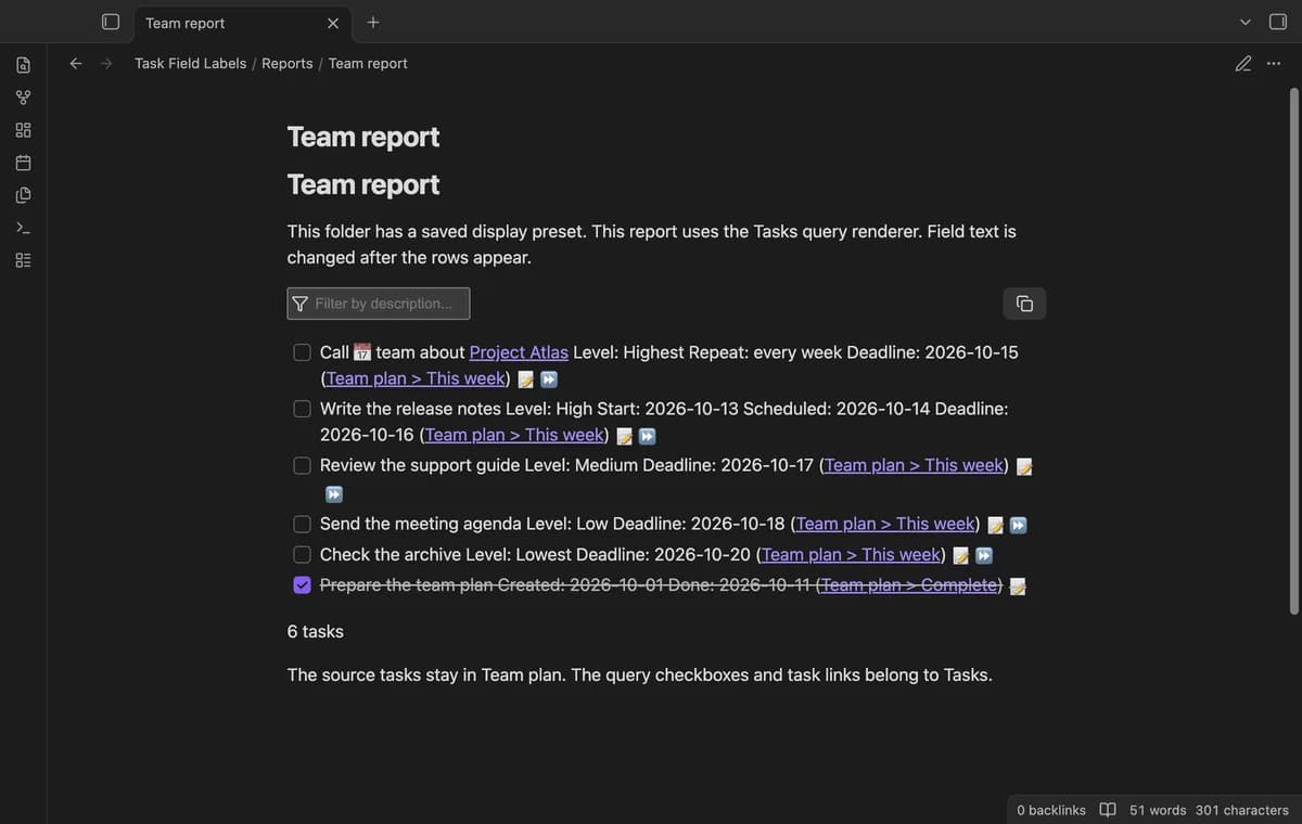 Task Field Labels screenshot