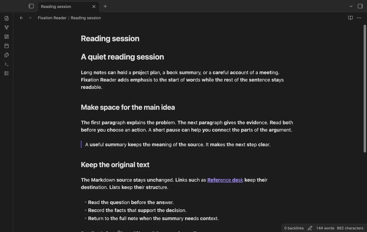 Fixation Reader screenshot