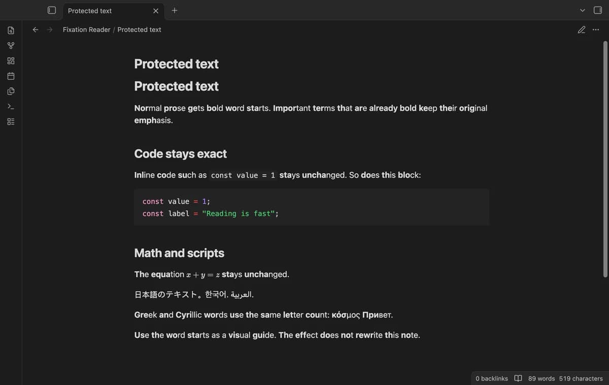 Fixation Reader screenshot
