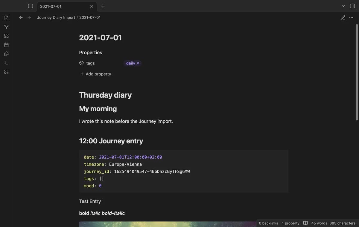 Journey Diary Import screenshot