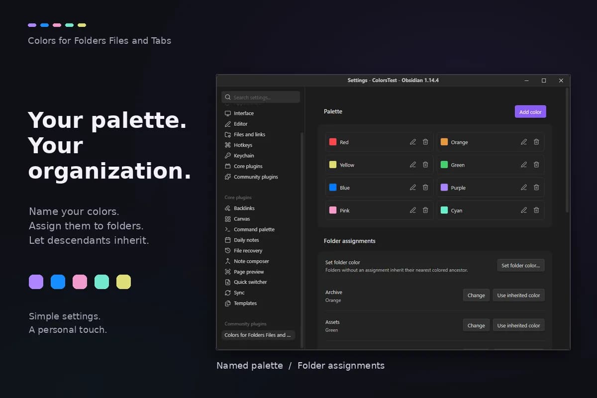 Colors for Folders Files and Tabs screenshot