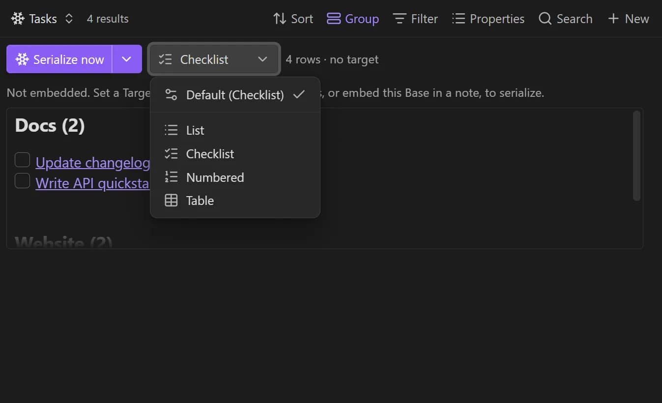 Bases Serializer screenshot