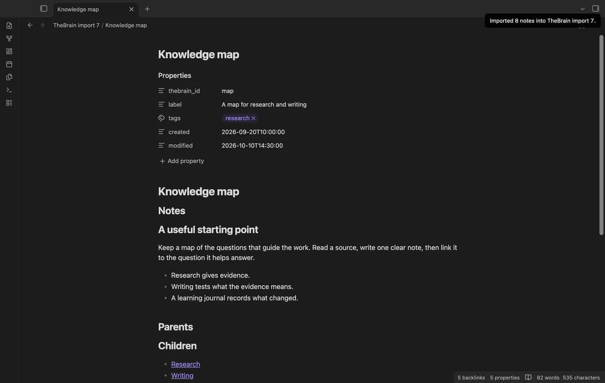 TheBrain Import screenshot