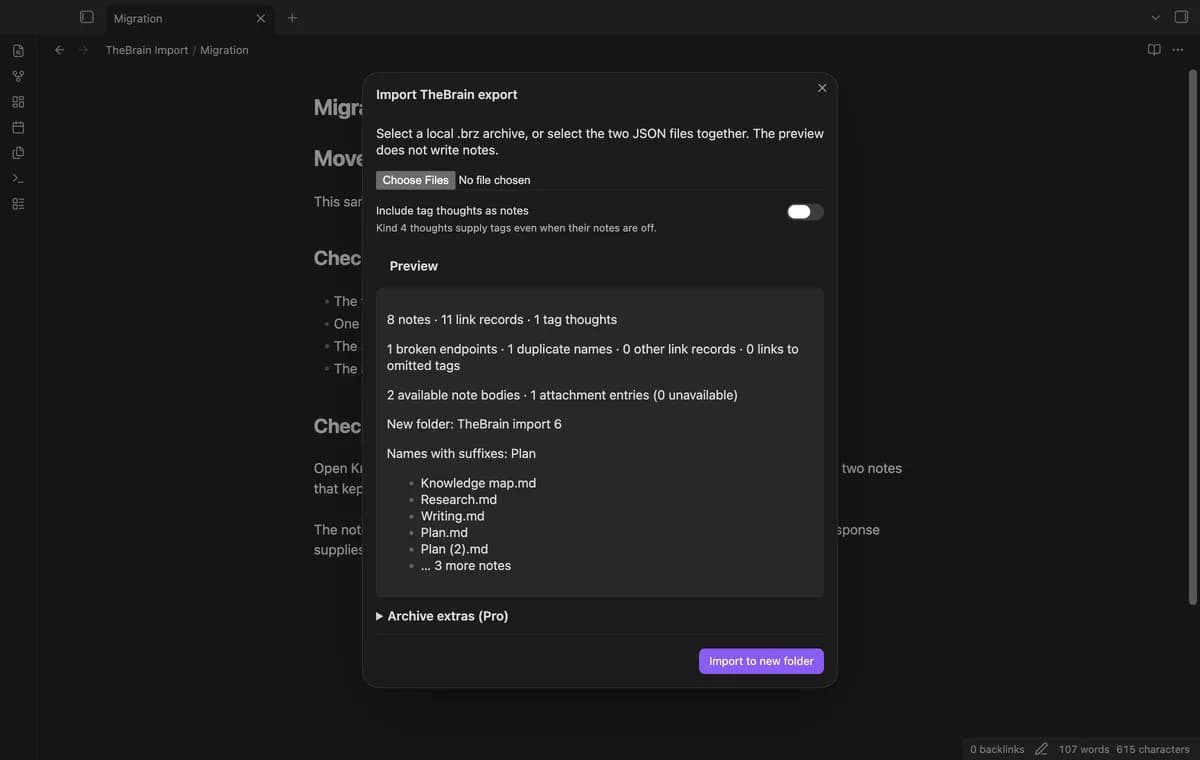 TheBrain Import screenshot