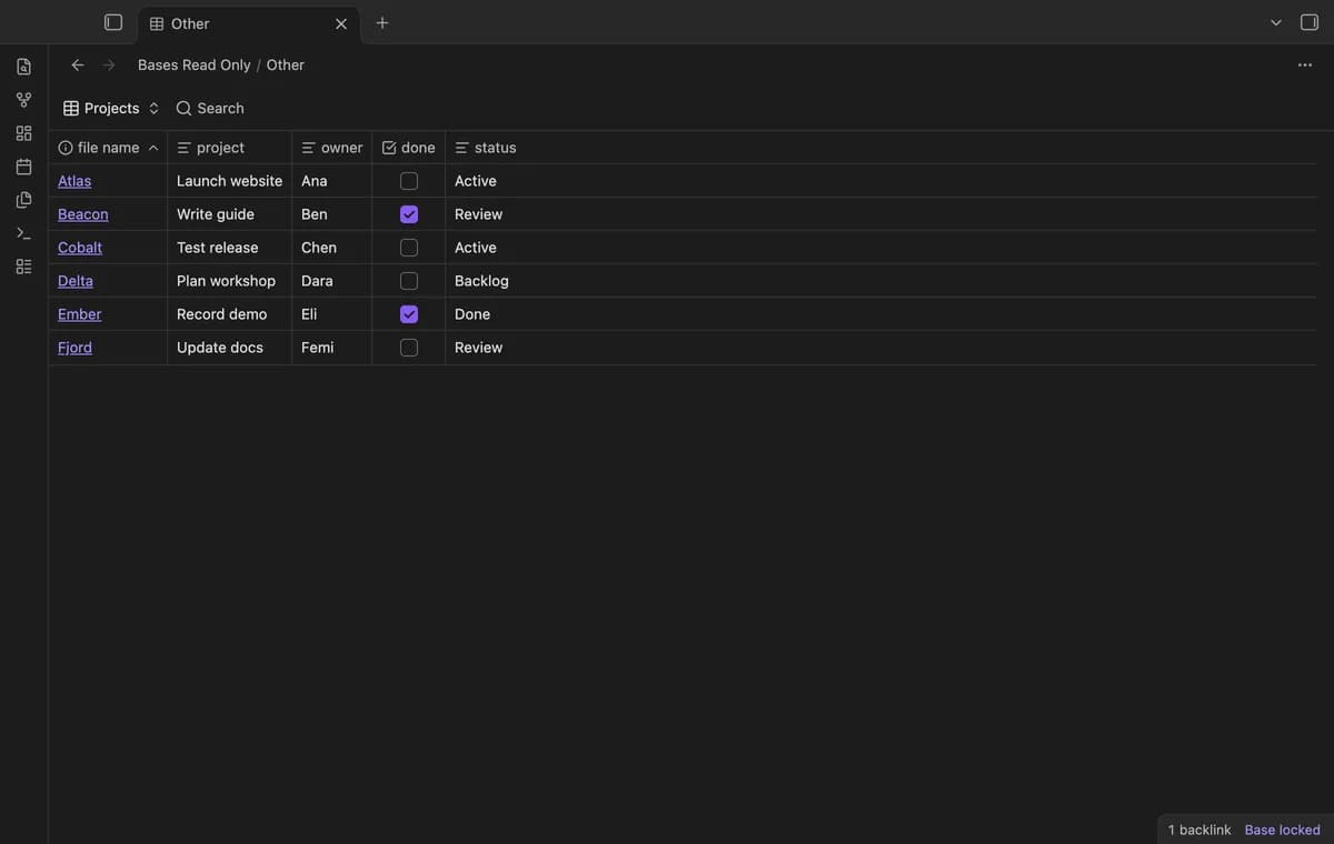 Bases Read Only screenshot