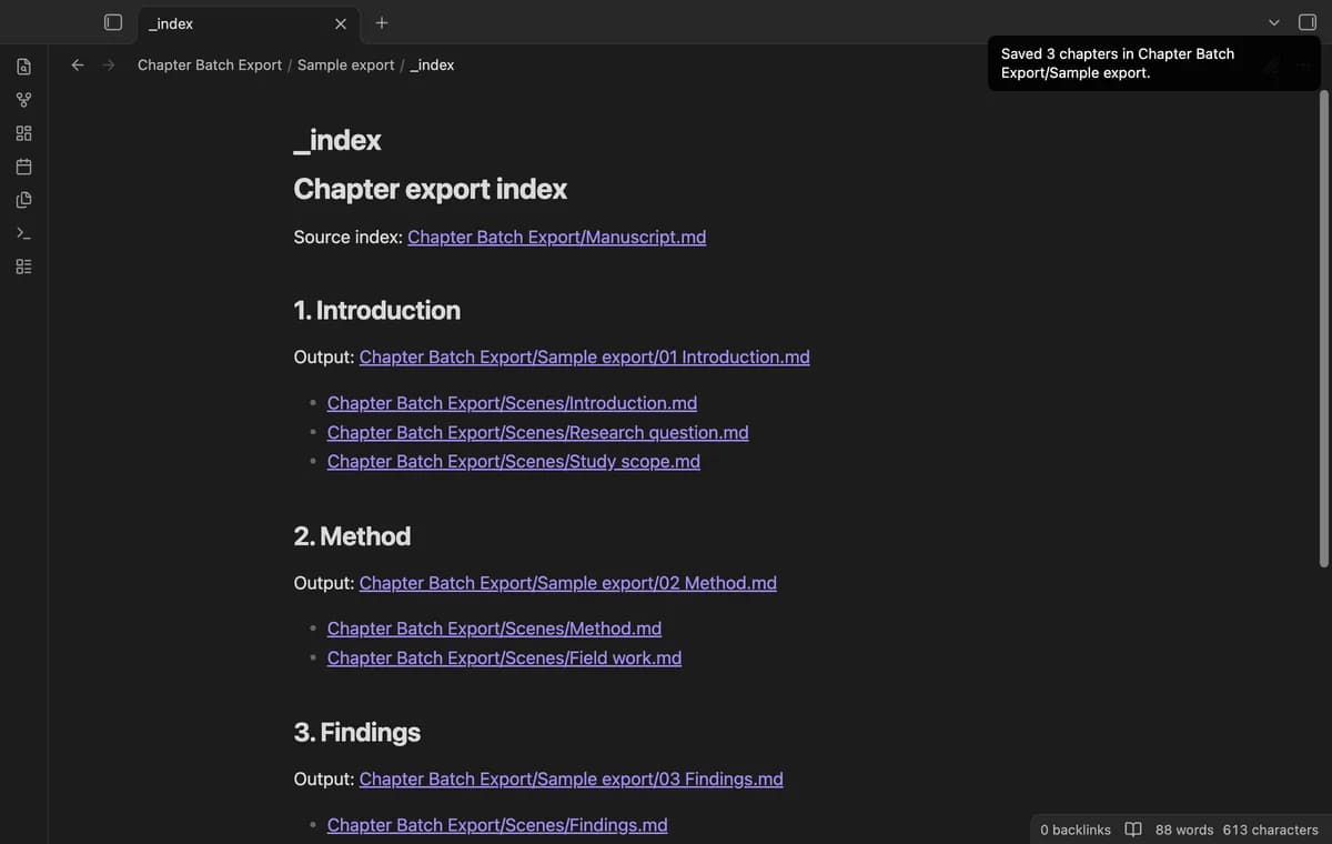 Chapter Batch Export screenshot
